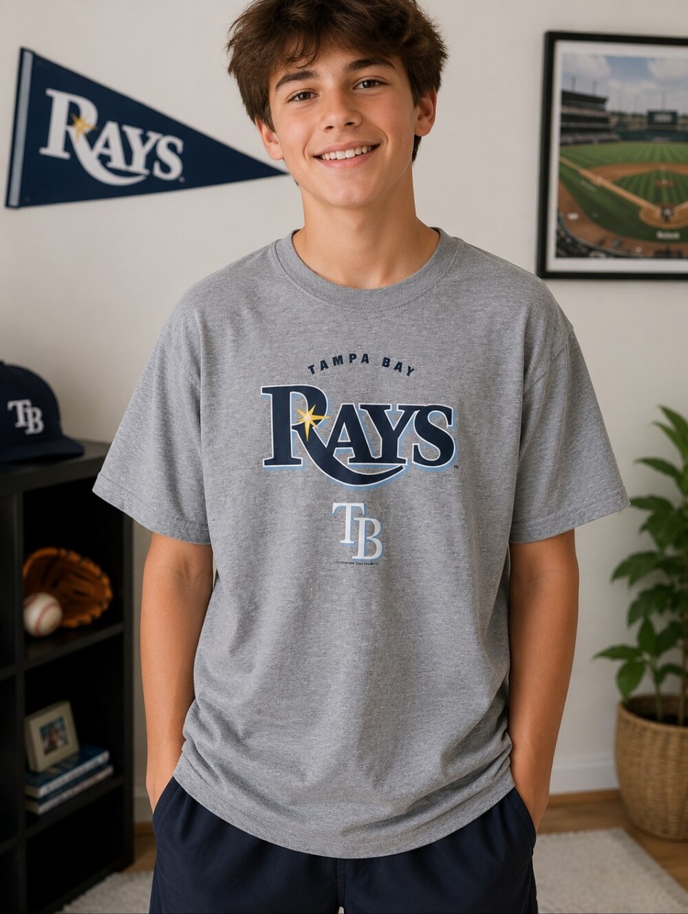 MLB Genuine Merchandise Tampa Bay Rays Gray Logo Tee